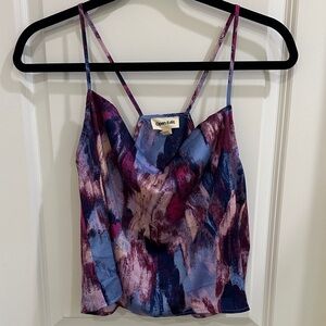 Open Edit Women's Abstract Cami Top - Blue and Purple
